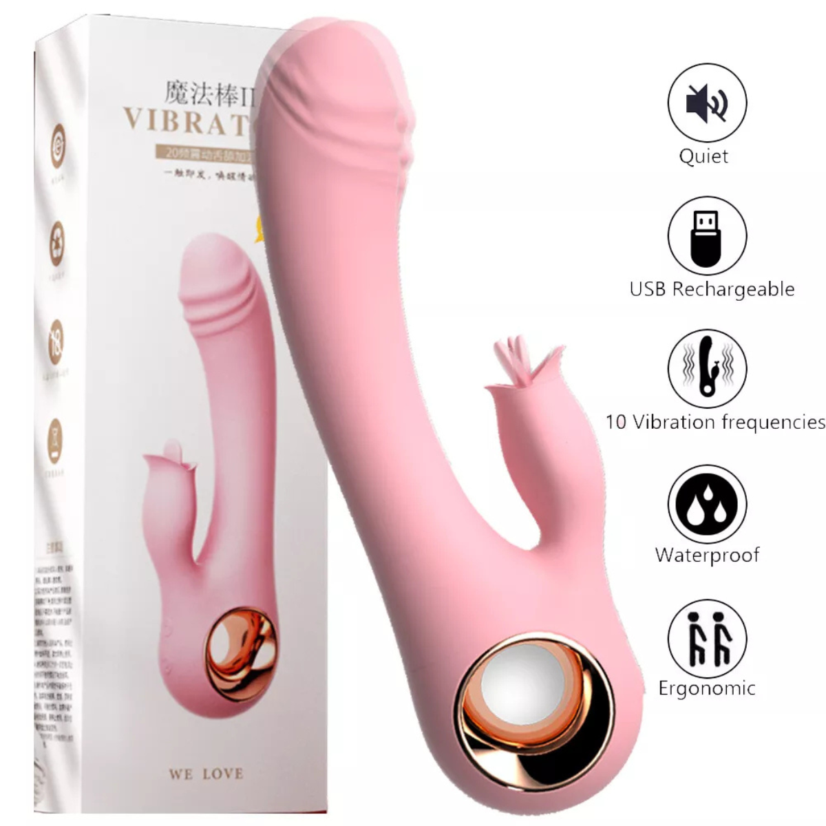 Rosalía  - Dildo Vibrador Estimula Clítoris Punto G Usb Efecto Calor