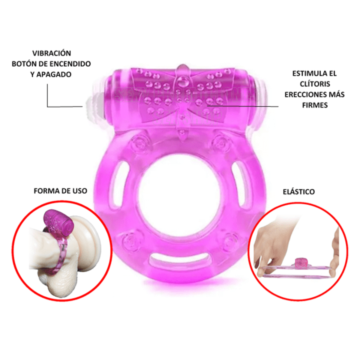 Anillo Para Pene con Vibrador - Silicona Retraso Eyaculación (Copy)