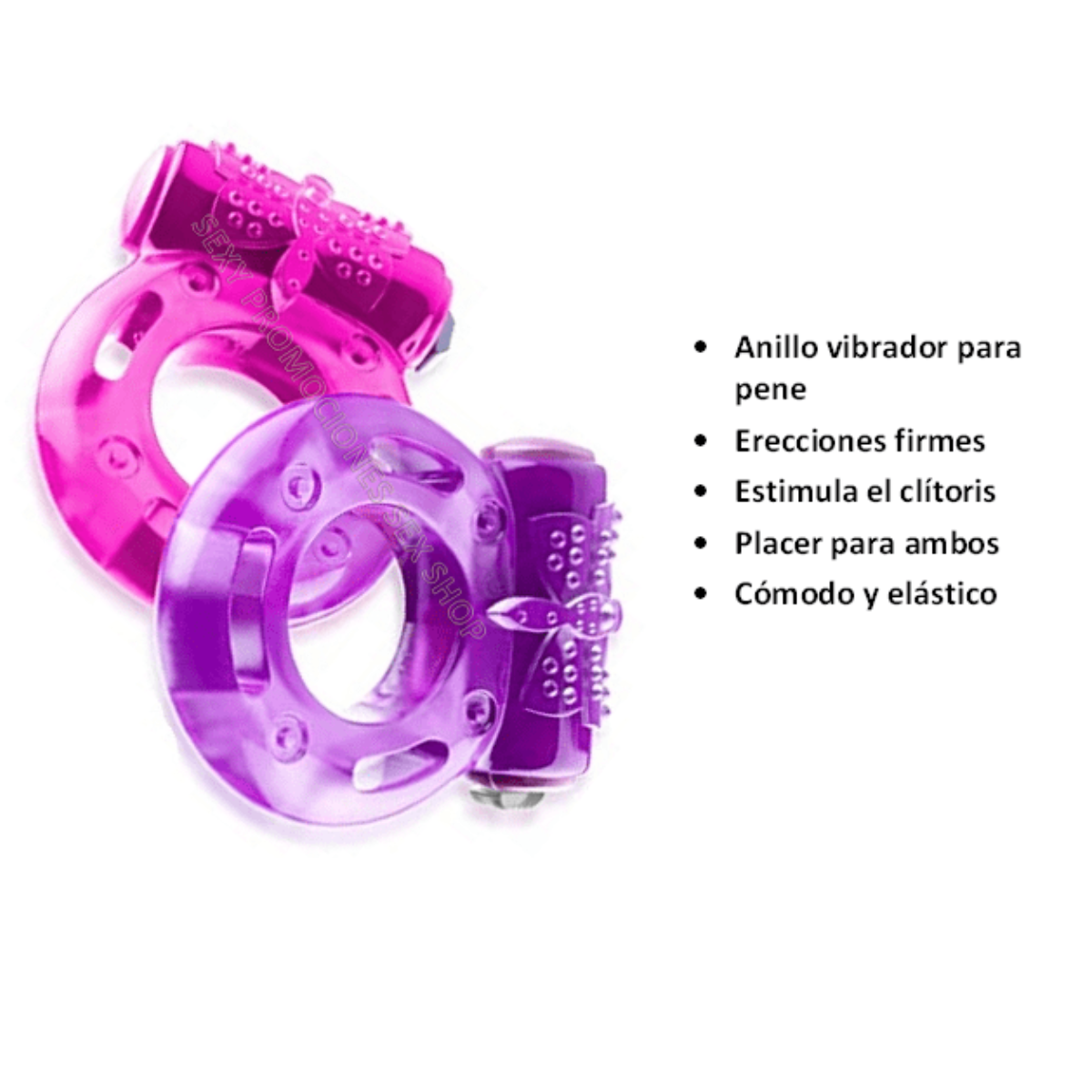 Anillo Para Pene con Vibrador - Silicona Retraso Eyaculación