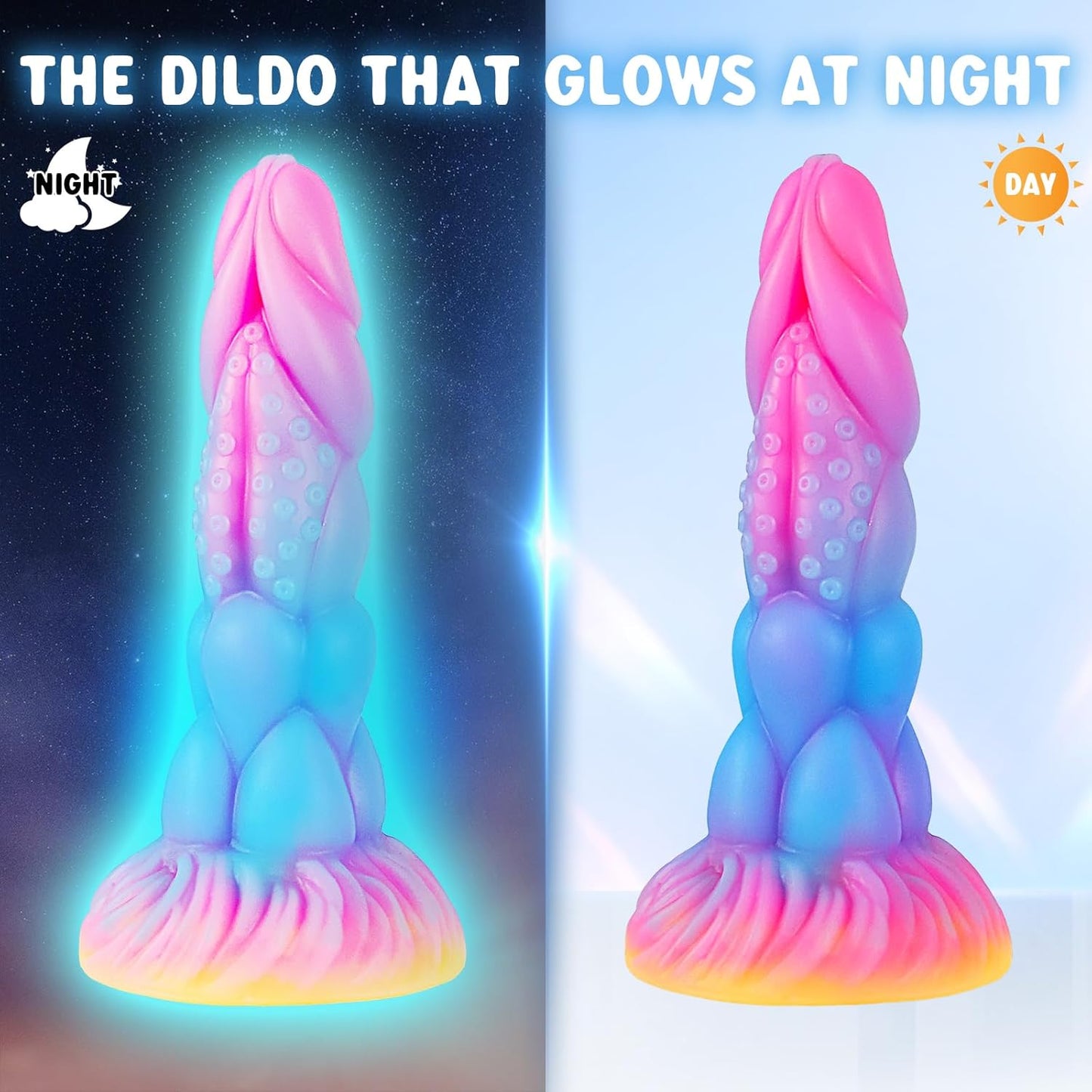 Dildo Consolador Unicornio Ventosa Luminoso Brilla En Noche