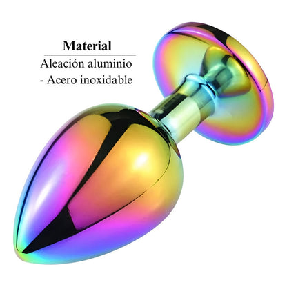 Plug Anal Arcoiris Enjoyado Acero Cristal 7 Cm Dilatador