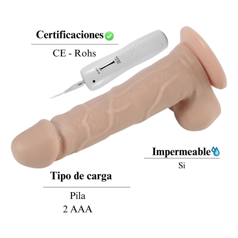 Dildo Vibrador Consolador Piel Ventosa Con Control 20cm