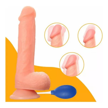 Dildo Realista Flexible Eyaculador Rociador Ventosa Silicona