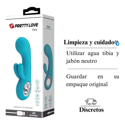 Vibrador Consolador Usb Silicona Doble Estimulación 15.4cm