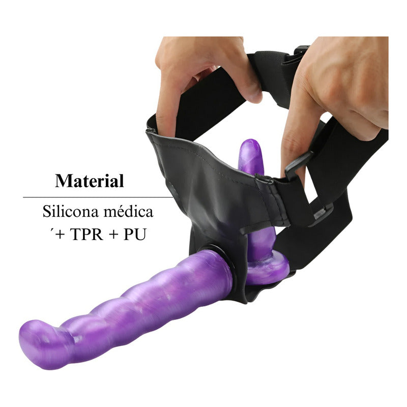 Arnes Sujetador Consolador Doble Penetracion Dildo 18,5 Cm