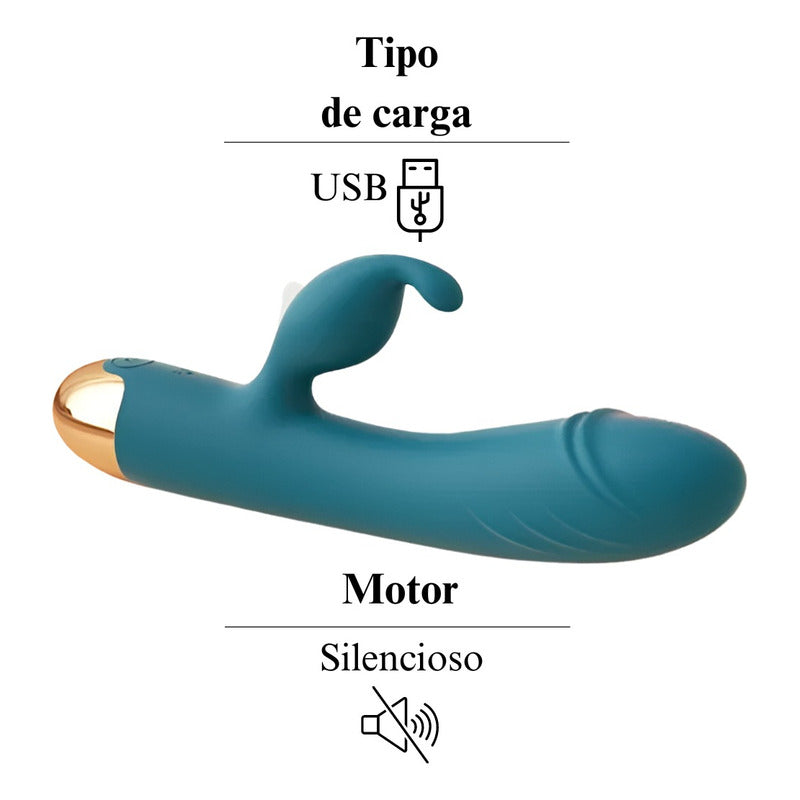 Vibrador Doble Con Estimulador De Punto G - Rosado - Verde