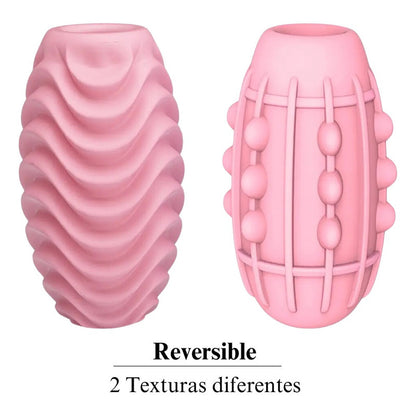 Masturbador Manual Huevo Silicona Textura Doble Reversible