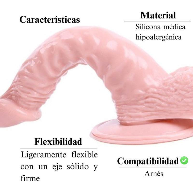 Consolador Ventosa Pene Realista Dildo Piel 20 Cm