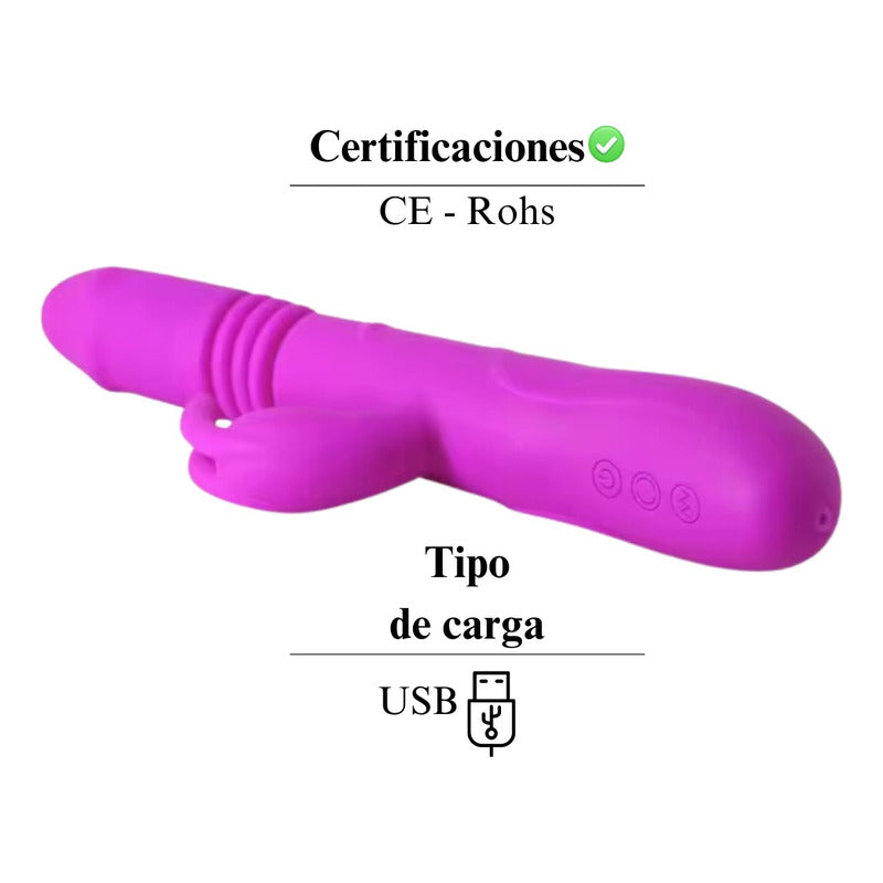 Vibrador Consolador Multivelocidad Rotación Integrada 27cm