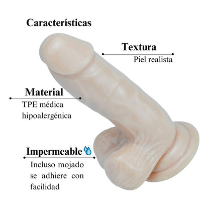 Consolador Dildo Realista Ventosa Piel Escroto Venas 15 Cm