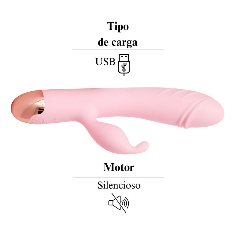 Vibrador Doble Con Estimulador De Punto G - Rosado - Verde