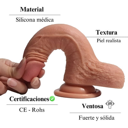 Consolador Dildo Realista Ventosa Piel Escroto Venas 20 Cm