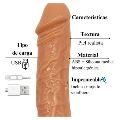 Dildo Realistic Con 10 Frecuencias De Vibración