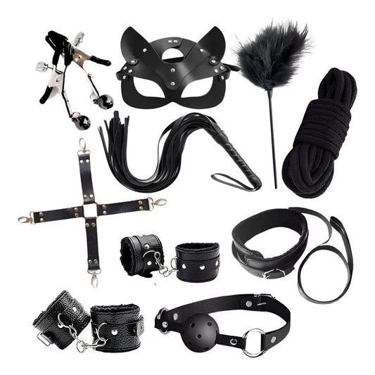 Kit De 10 Piezas Bdsm Color Negro