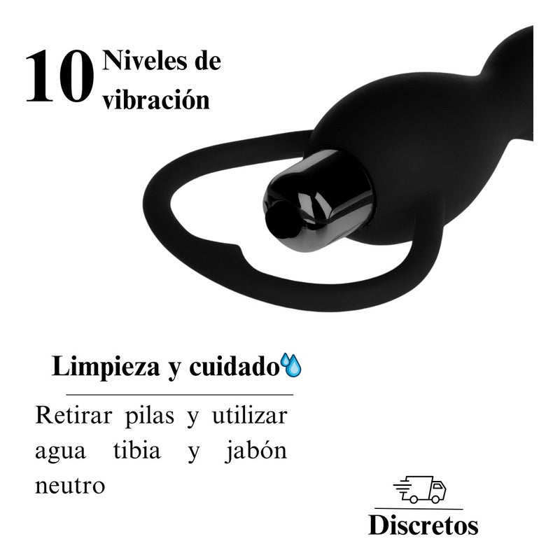 Consolador Anal Vaginal Vibrador 10 Velocidades Plug + Pilas