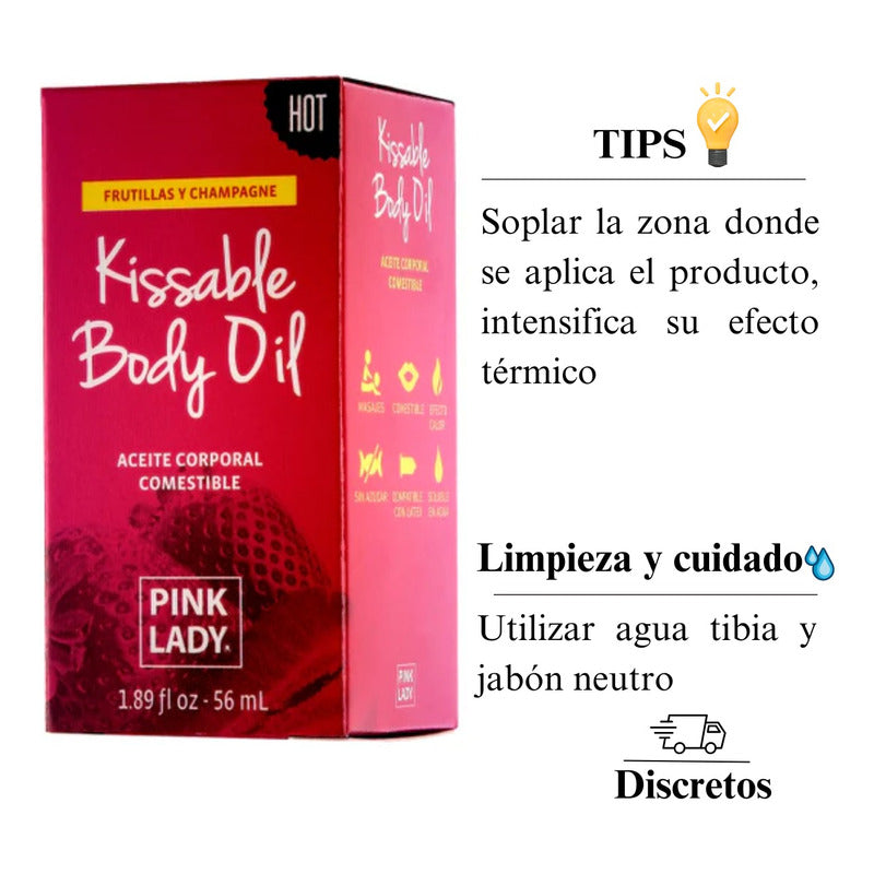 Lubricante Efecto Caliente Aceite Masajes Íntimo Pink Lady