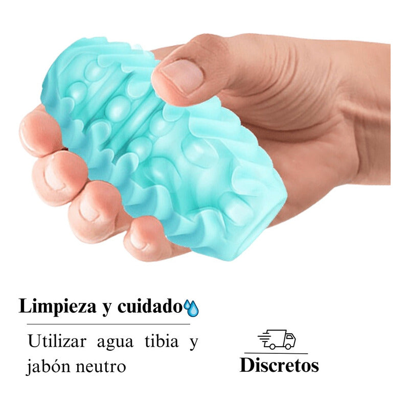 Masturbador Manual Huevo Silicona Textura Doble Reversible