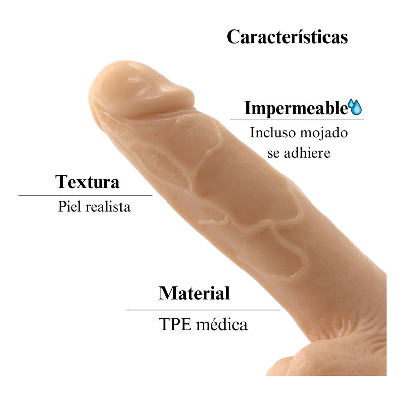 Consolador Dildo Realista Ventosa Piel Escroto 20 Cm