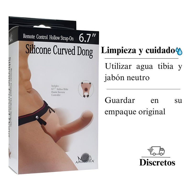 Arnes Strap On Con Dildo Hueco Vibrador De 10 Velocidades