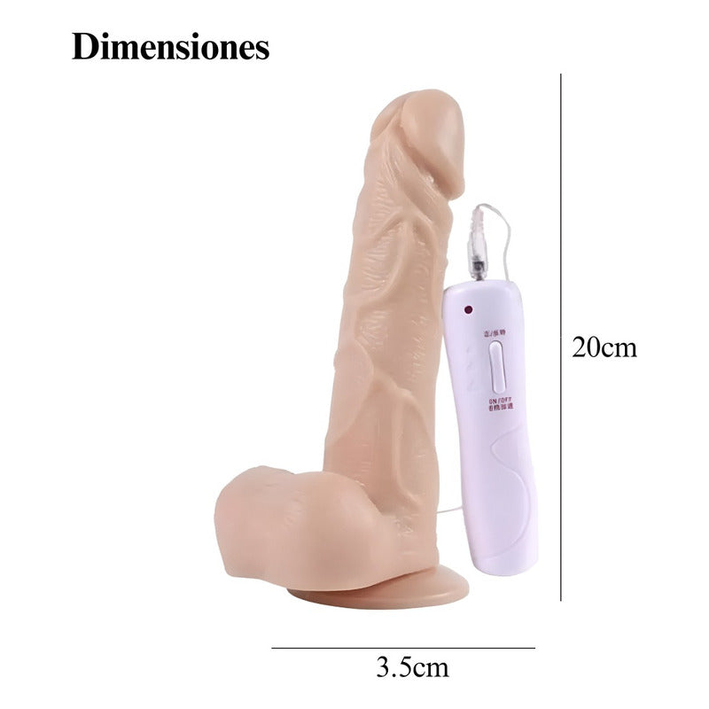 Dildo Vibrador Consolador Piel Ventosa Con Control 20cm