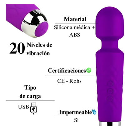 Vibrador Luxery Con Conexión Usb 20 Frecuencias De Vibración