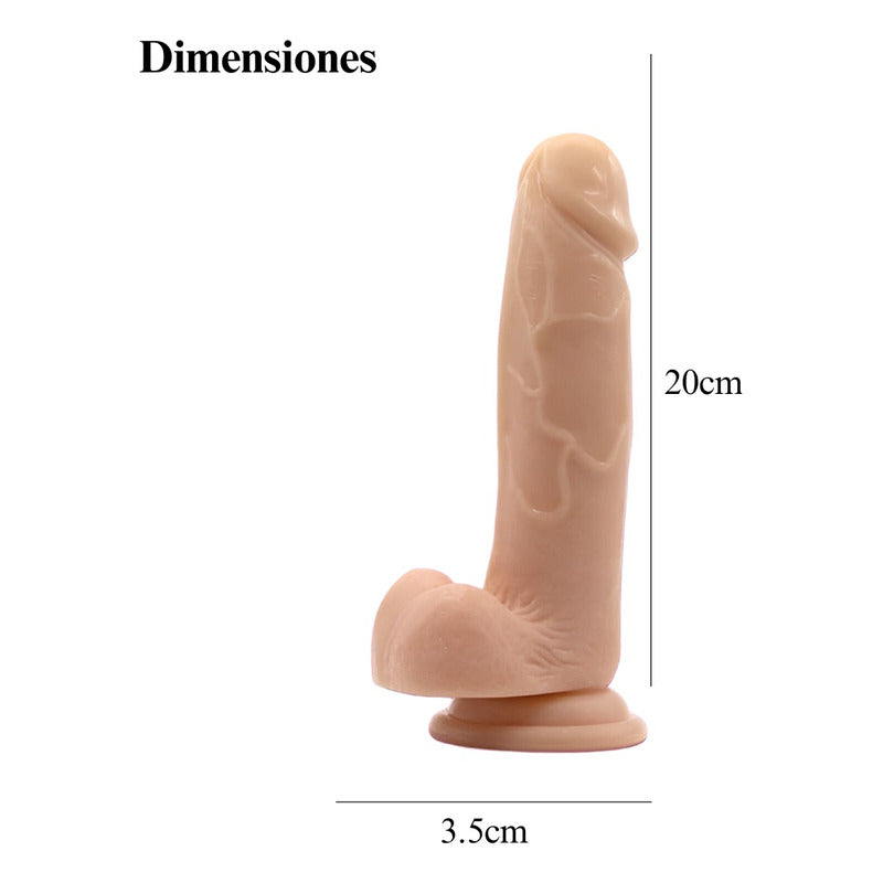 Consolador Dildo Realista Ventosa Piel Escroto 20 Cm