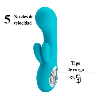 Vibrador Consolador Usb Silicona Doble Estimulación 15.4cm