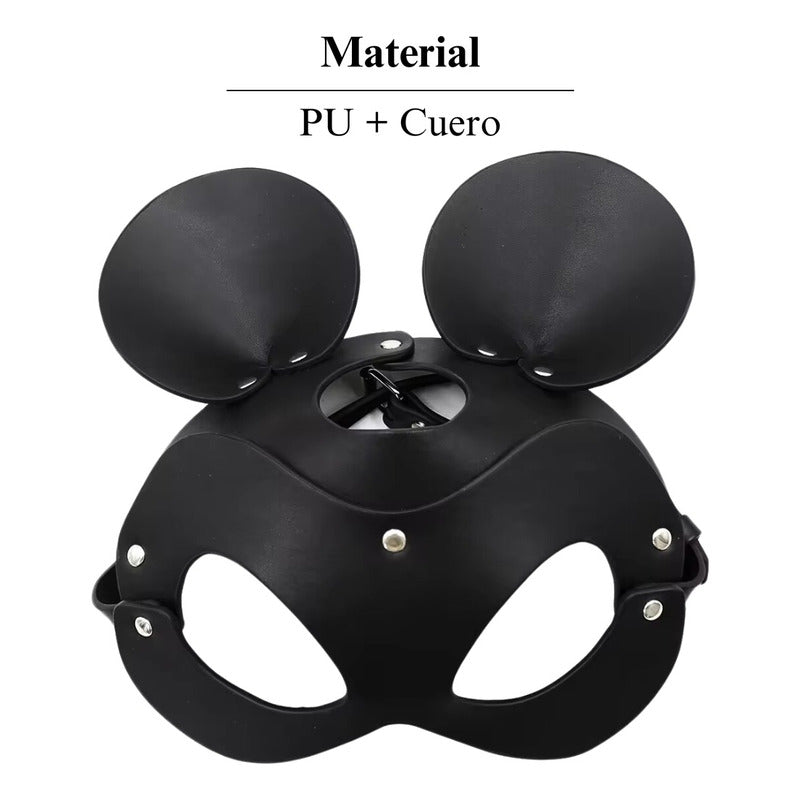 Máscara De Cuero Ratón Mouse Cosplay Hood Bdsm Negro