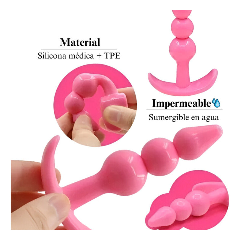 Kit Masajeador Anal Vaginal Próstata Anillo Plug 4 Unidades