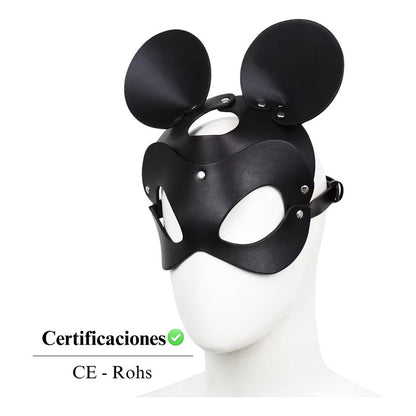 Máscara De Cuero Ratón Mouse Cosplay Hood Bdsm Negro