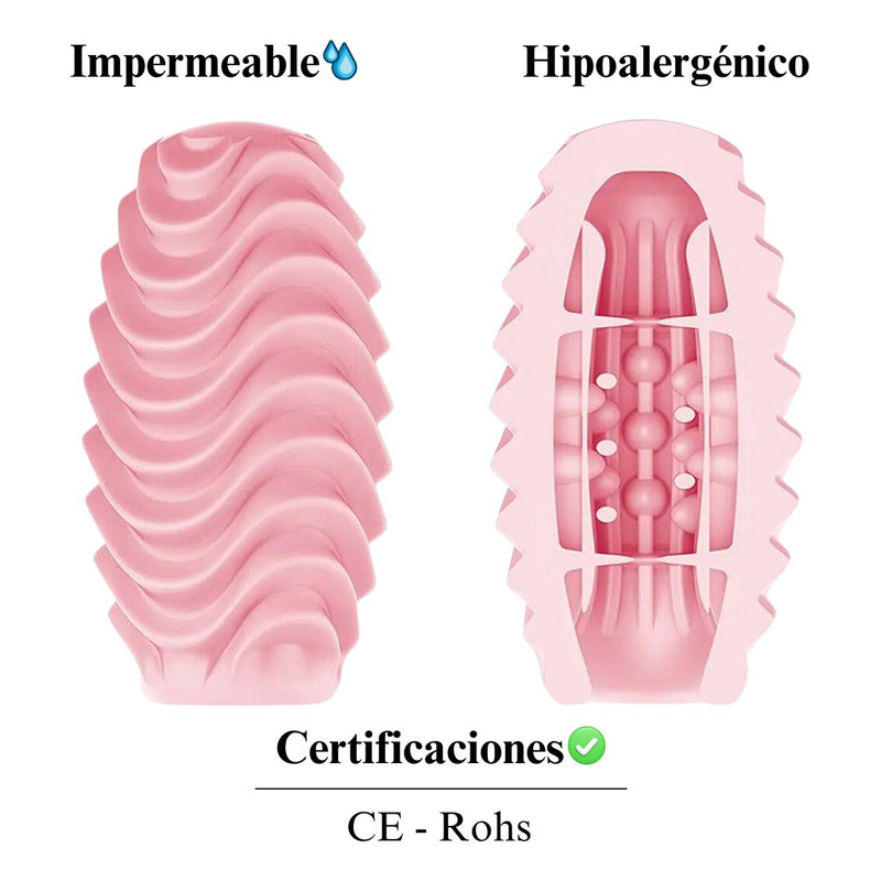 Masturbador Manual Huevo Silicona Textura Doble Reversible