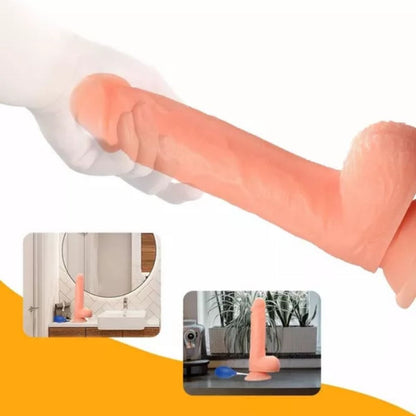 Dildo Realista Flexible Eyaculador Rociador Ventosa Silicona