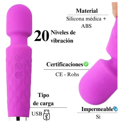 Vibrador Luxery Con Conexión Usb 20 Frecuencias De Vibración