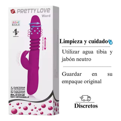 Vibrador Consolador Multivelocidad Rotación Integrada 27cm