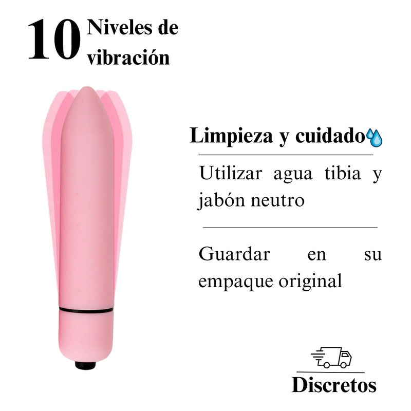 Consolador Bullet Vibrador 10 Velocidades Resistente Al Agua