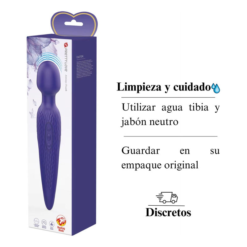 Vibrador Consolador Wand Efecto Calor Multivelocidades