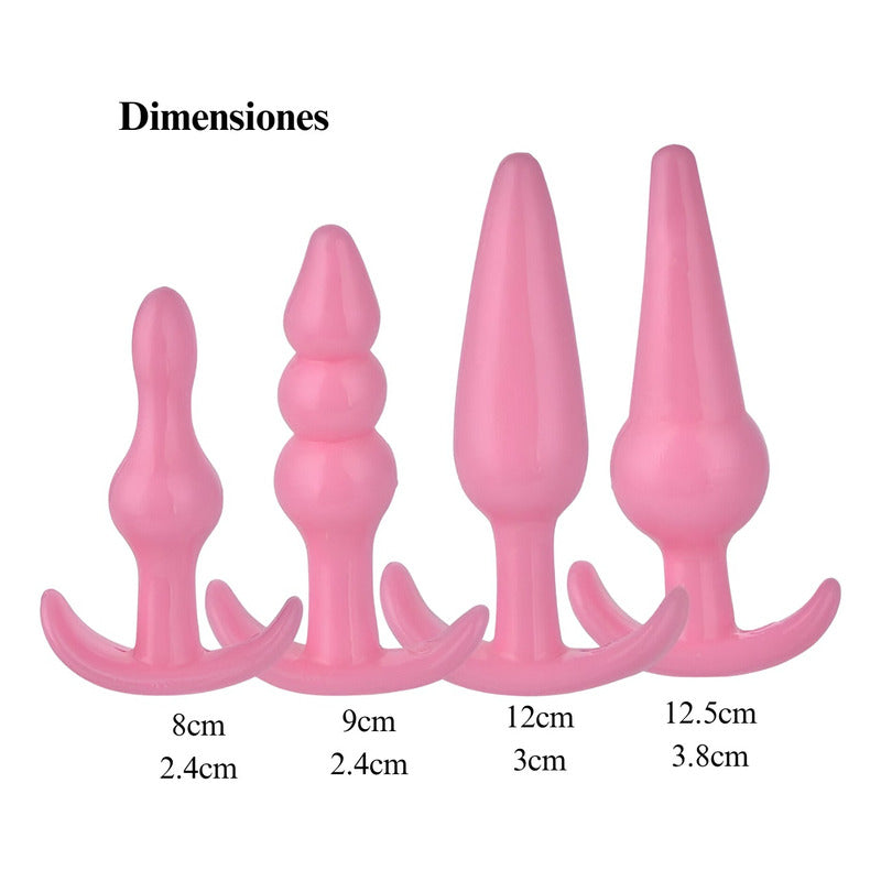 Kit Masajeador Anal Vaginal Próstata Anillo Plug 4 Unidades