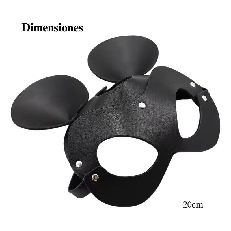 Máscara De Cuero Ratón Mouse Cosplay Hood Bdsm Negro