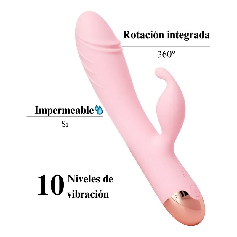 Vibrador Doble Con Estimulador De Punto G - Rosado - Verde