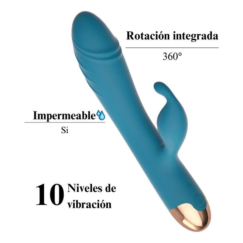 Vibrador Doble Con Estimulador De Punto G - Rosado - Verde